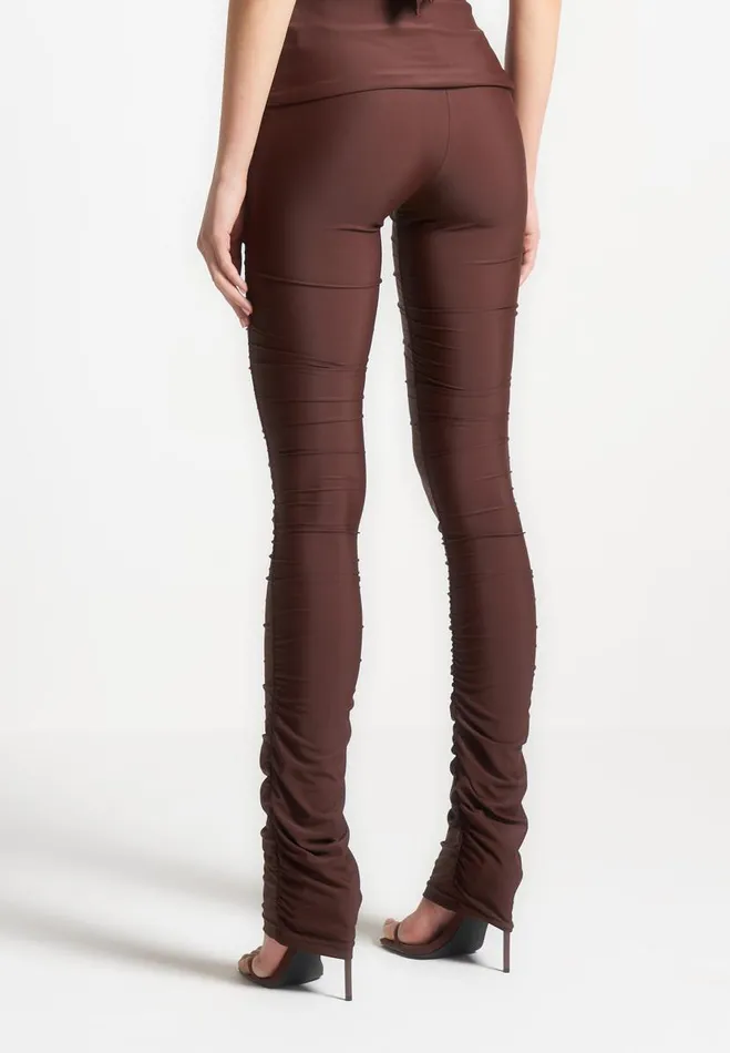 Manire De Voir Matching Sets Manire De Voir Woman Ruched Fit And Flare Leggings 8211 Brown