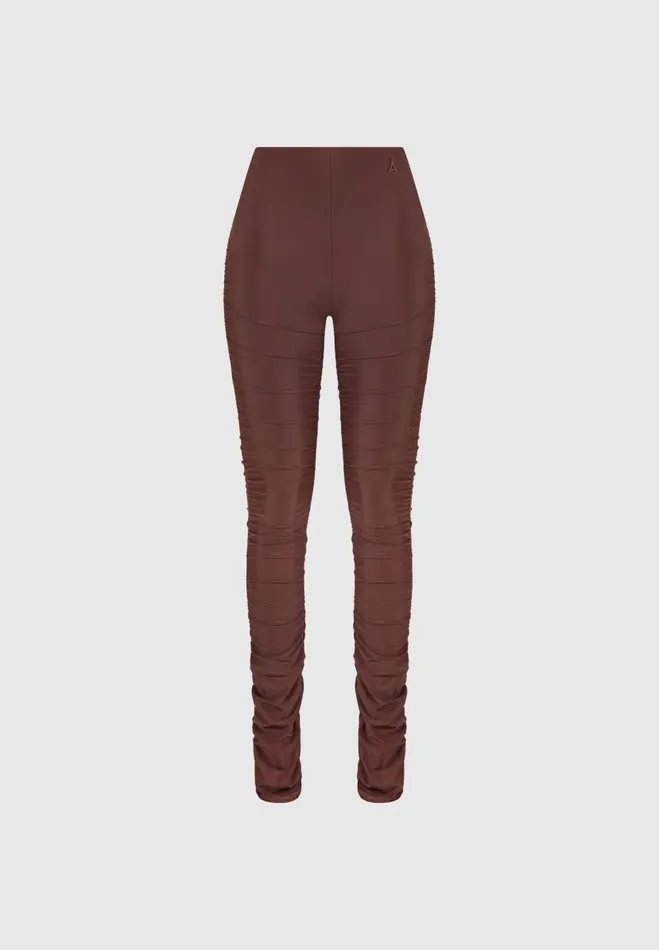 Manire De Voir Matching Sets Manire De Voir Woman Ruched Fit And Flare Leggings 8211 Brown