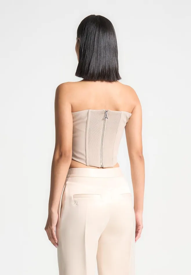 Manire De Voir Matching Sets Manire De Voir Woman Satin Pintuck Bandeau Corset Top 8211 Champagne