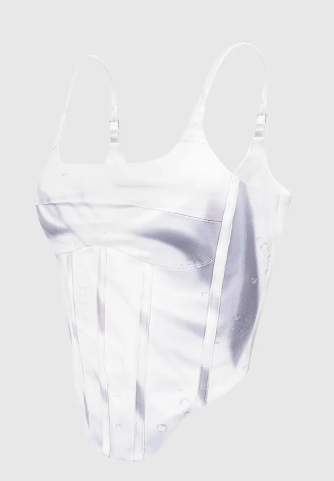 Manire De Voir Matching Sets Manire De Voir Woman Satin Renaissance Body Print Corset Top 8211 Off White