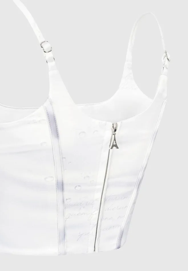 Manire De Voir Matching Sets Manire De Voir Woman Satin Renaissance Body Print Corset Top 8211 Off White