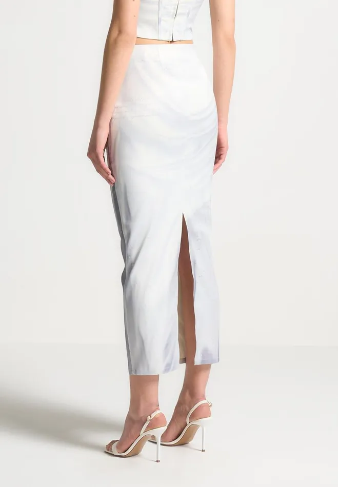 Manire De Voir Matching Sets Manire De Voir Woman Satin Renaissance Body Print Midaxi Skirt 8211 Off White