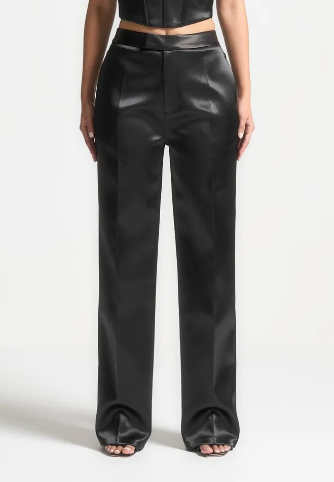 Manire De Voir Matching Sets Manire De Voir Woman Satin Tailored Trousers 8211 Black