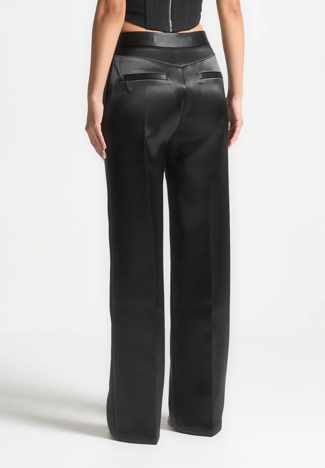 Manire De Voir Matching Sets Manire De Voir Woman Satin Tailored Trousers 8211 Black