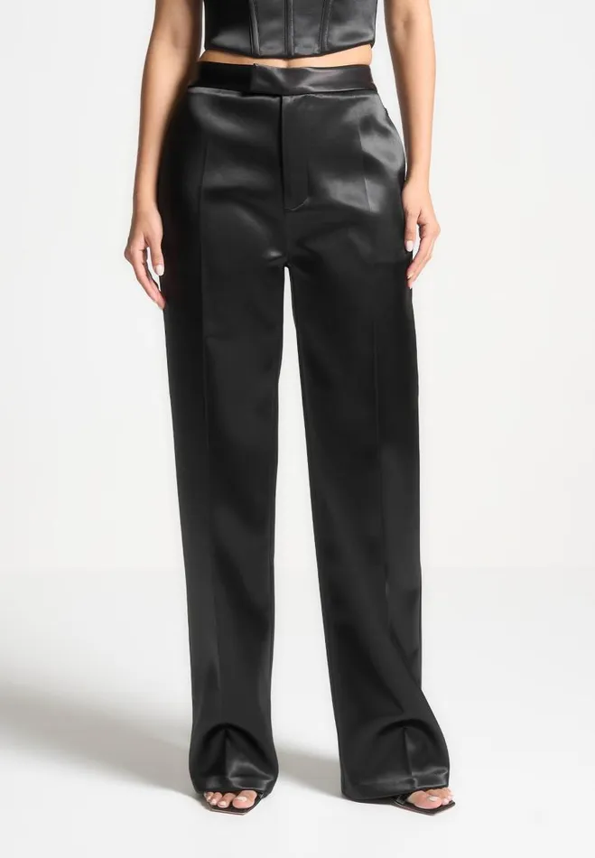 Manire De Voir Matching Sets Manire De Voir Woman Satin Tailored Trousers 8211 Black