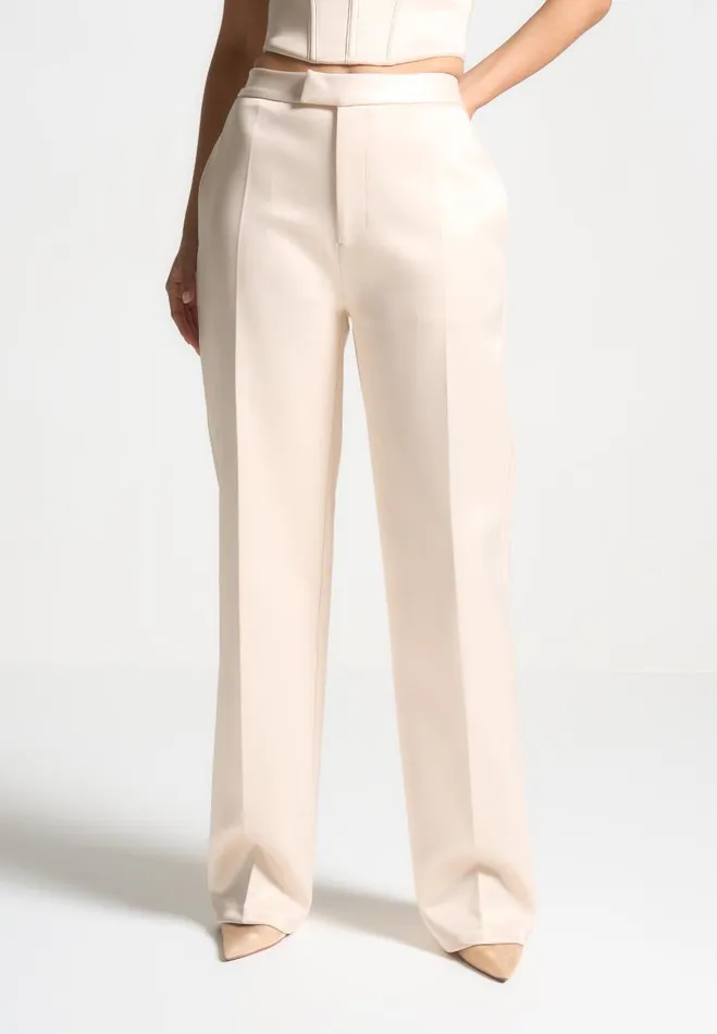 Manire De Voir Matching Sets Manire De Voir Woman Satin Tailored Trousers 8211 Champagne