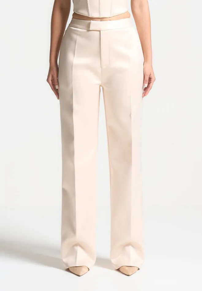 Manire De Voir Matching Sets Manire De Voir Woman Satin Tailored Trousers 8211 Champagne