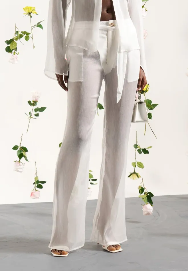 Manire De Voir Matching Sets Manire De Voir Woman Sheer Belted Trousers 8211 White