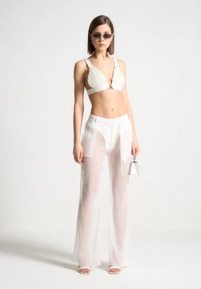 Manire De Voir Matching Sets Manire De Voir Woman Sheer Belted Trousers 8211 White