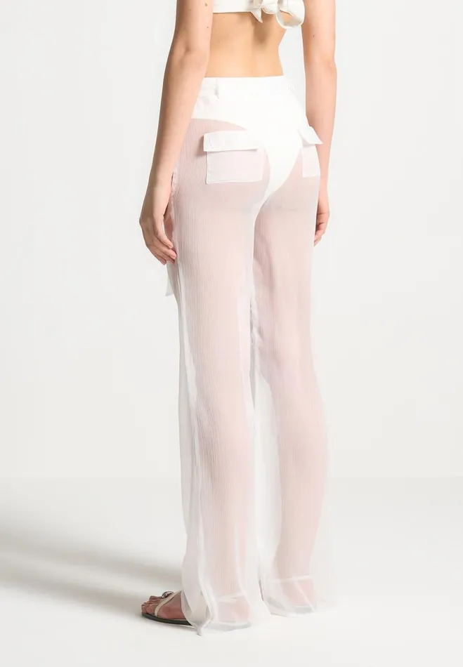 Manire De Voir Matching Sets Manire De Voir Woman Sheer Belted Trousers 8211 White