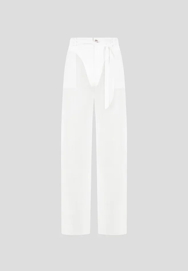 Manire De Voir Matching Sets Manire De Voir Woman Sheer Belted Trousers 8211 White