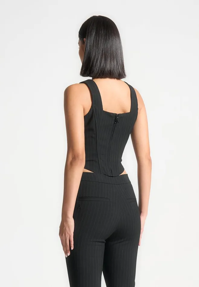 Manire De Voir Matching Sets Manire De Voir Woman Square Neck Pinstripe Corset Top 8211 Black