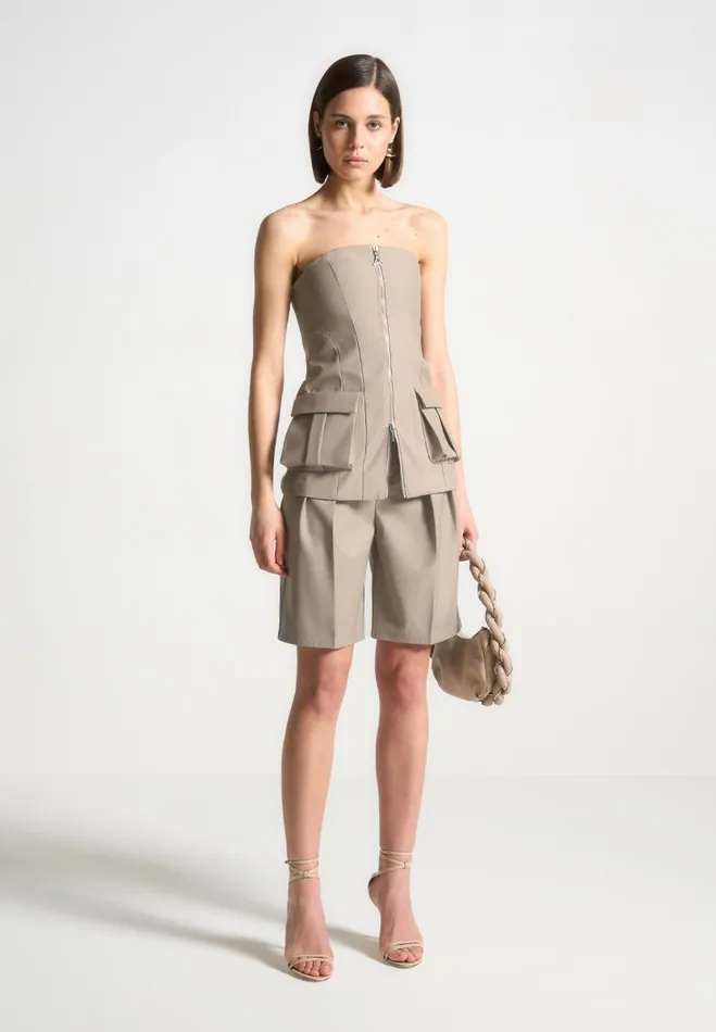 Manire De Voir Matching Sets Manire De Voir Woman Tailored City Shorts 8211 Taupe