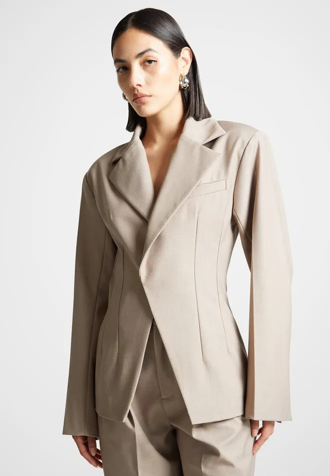 Manire De Voir Matching Sets Manire De Voir Woman Tailored Double Breasted Blazer 8211 Taupe