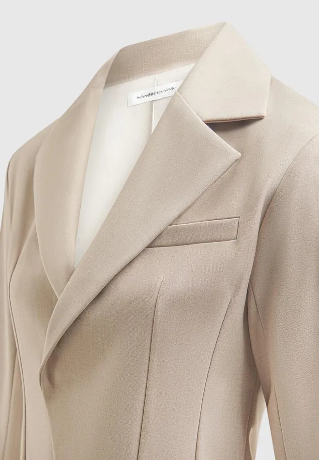 Manire De Voir Matching Sets Manire De Voir Woman Tailored Double Breasted Blazer 8211 Taupe
