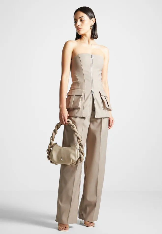 Manire De Voir Matching Sets Manire De Voir Woman Tailored Longline Bandeau Top 8211 Taupe