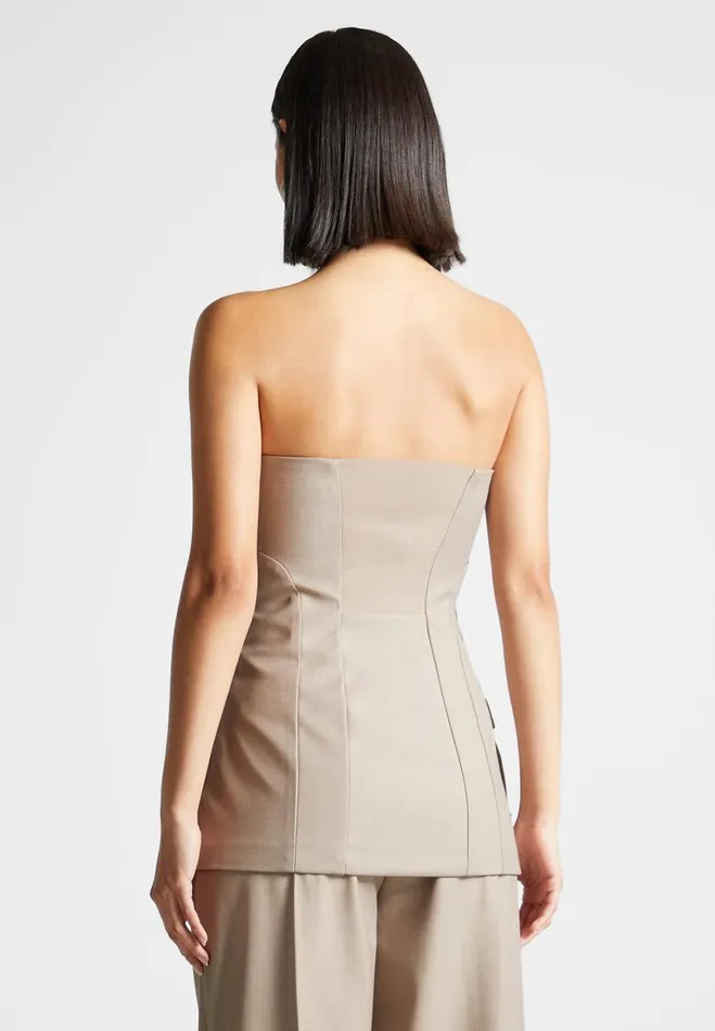 Manire De Voir Matching Sets Manire De Voir Woman Tailored Longline Bandeau Top 8211 Taupe