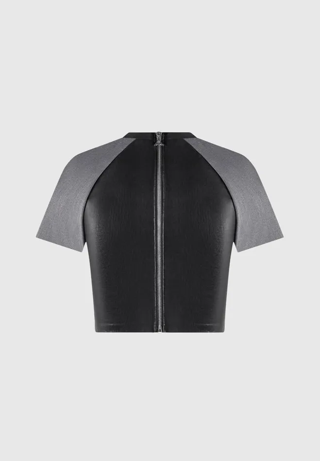 Manire De Voir Matching Sets Manire De Voir Woman Tailored Mock Neck Top 8211 GreyBlack