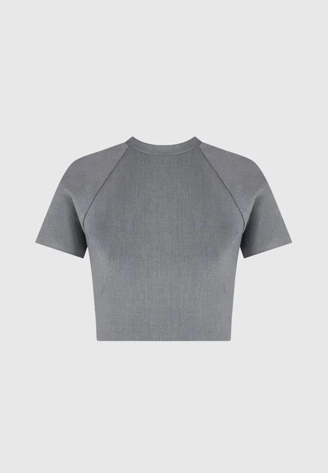 Manire De Voir Matching Sets Manire De Voir Woman Tailored Mock Neck Top 8211 GreyBlack
