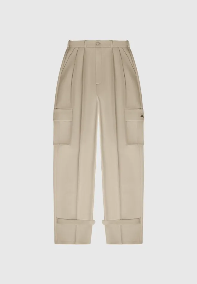 Manire De Voir Matching Sets Manire De Voir Woman Tailored Pleated Cargo Trousers 8211 Beige