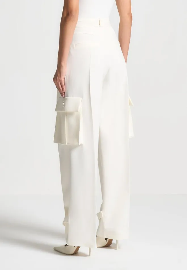 Manire De Voir Matching Sets Manire De Voir Woman Tailored Pleated Cargo Trousers 8211 Cream