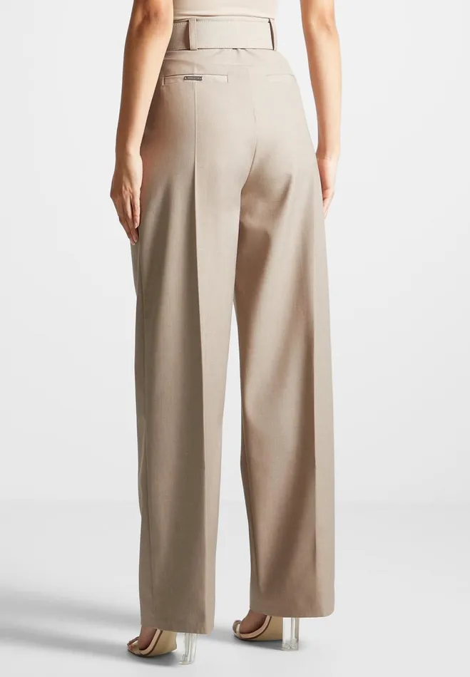 Manire De Voir Matching Sets Manire De Voir Woman Tailored Pleated Trousers With Eiffel Belt 8211 Taupe