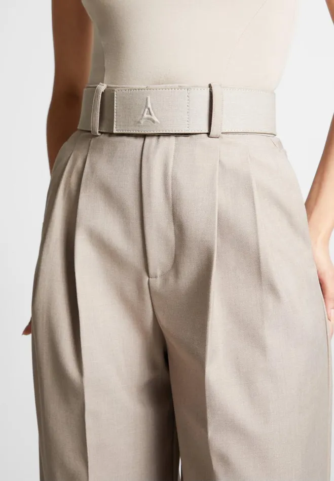 Manire De Voir Matching Sets Manire De Voir Woman Tailored Pleated Trousers With Eiffel Belt 8211 Taupe