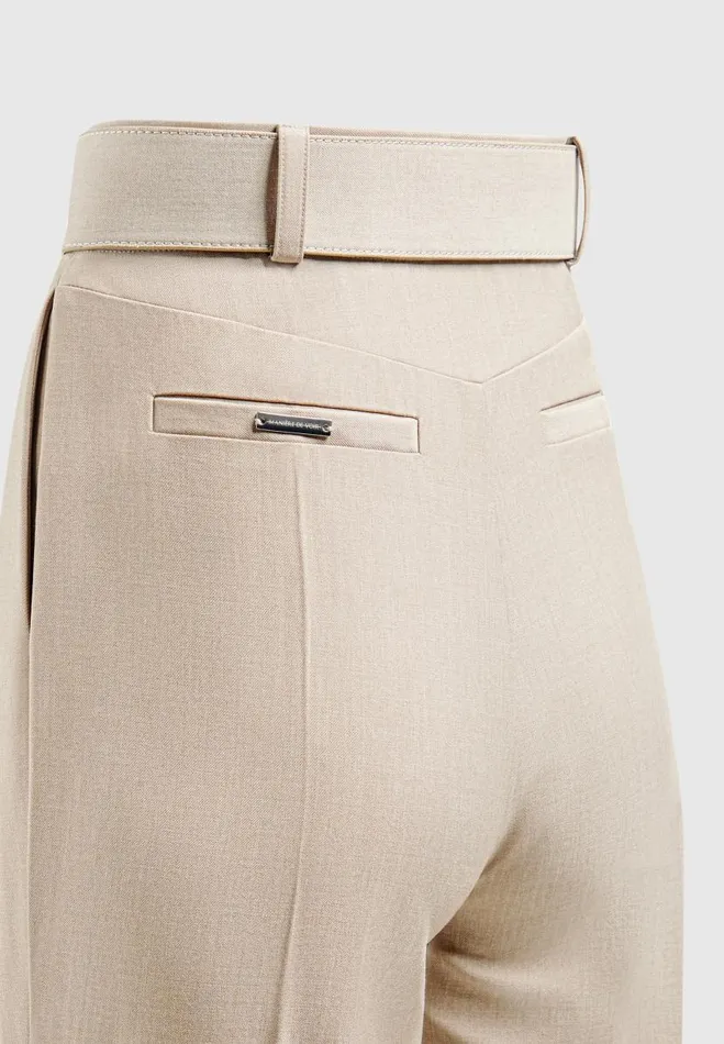 Manire De Voir Matching Sets Manire De Voir Woman Tailored Pleated Trousers With Eiffel Belt 8211 Taupe