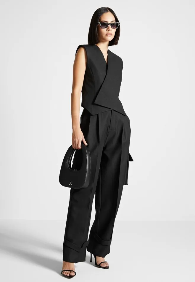 Manire De Voir Matching Sets Manire De Voir Woman Tailored Wrap Waistcoat 8211 Black