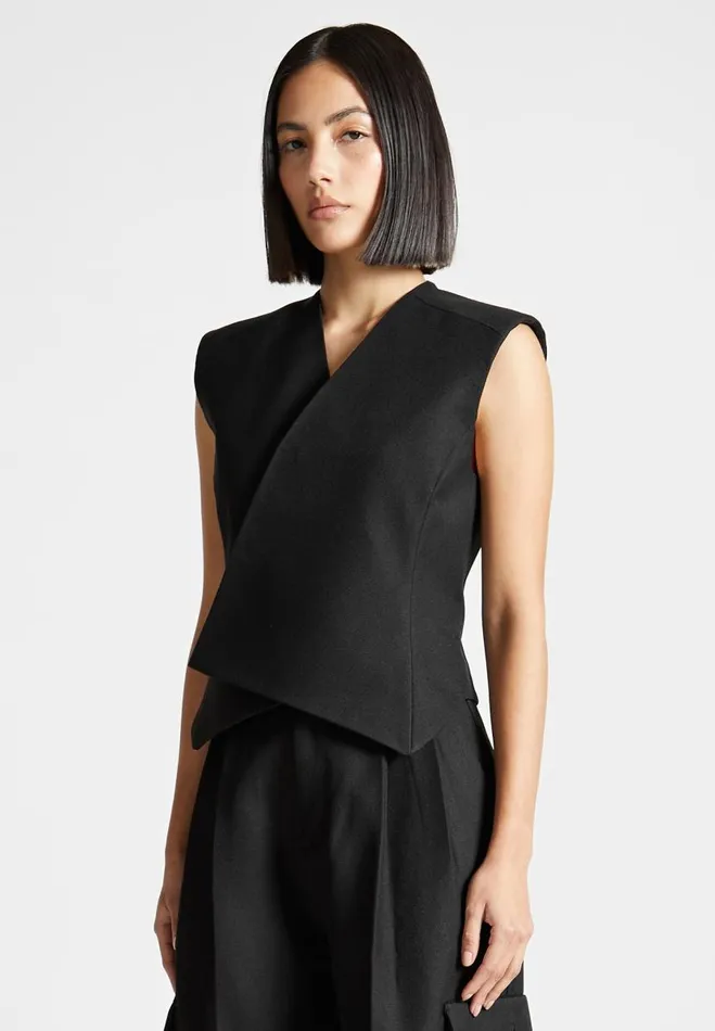 Manire De Voir Matching Sets Manire De Voir Woman Tailored Wrap Waistcoat 8211 Black