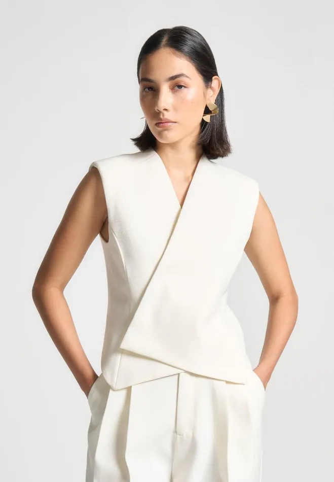 Manire De Voir Matching Sets Manire De Voir Woman Tailored Wrap Waistcoat 8211 Cream