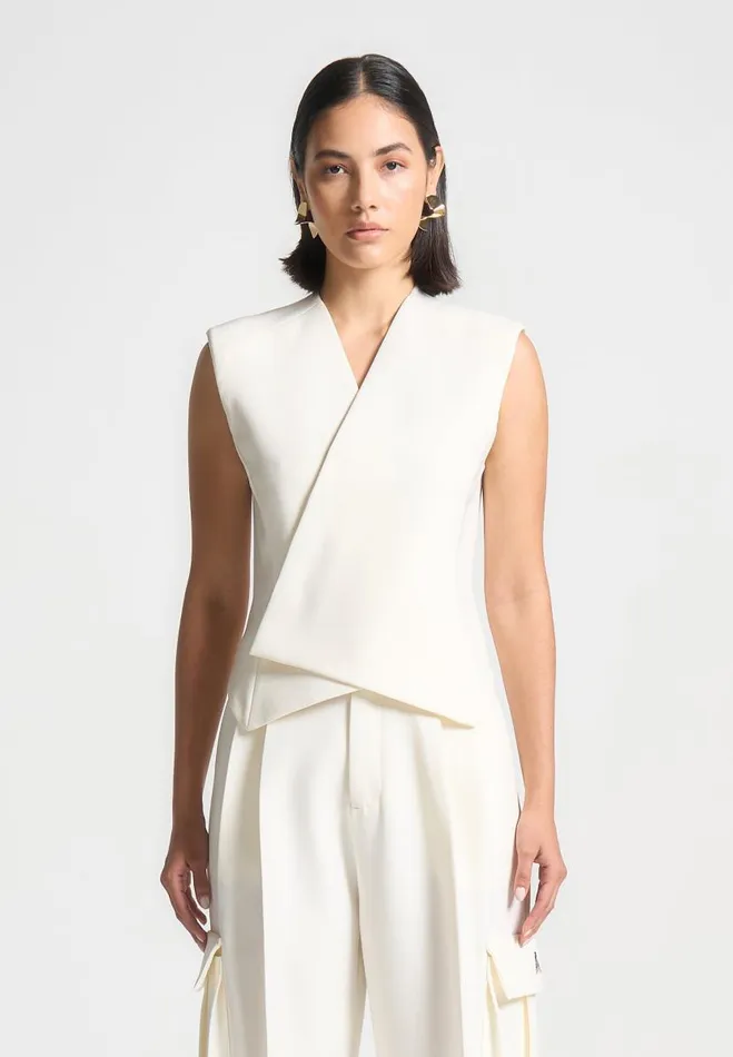 Manire De Voir Matching Sets Manire De Voir Woman Tailored Wrap Waistcoat 8211 Cream