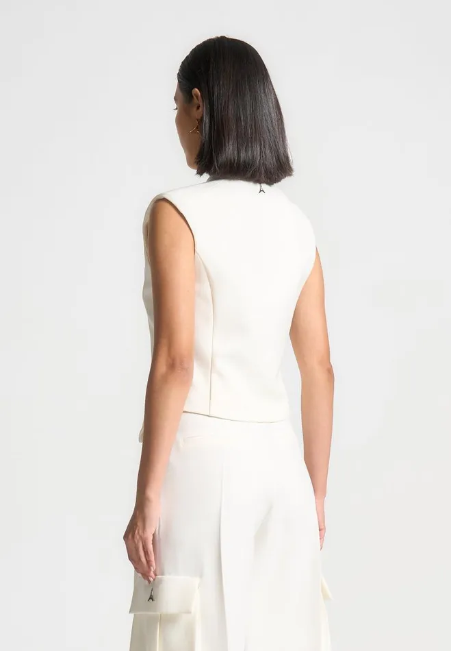 Manire De Voir Matching Sets Manire De Voir Woman Tailored Wrap Waistcoat 8211 Cream
