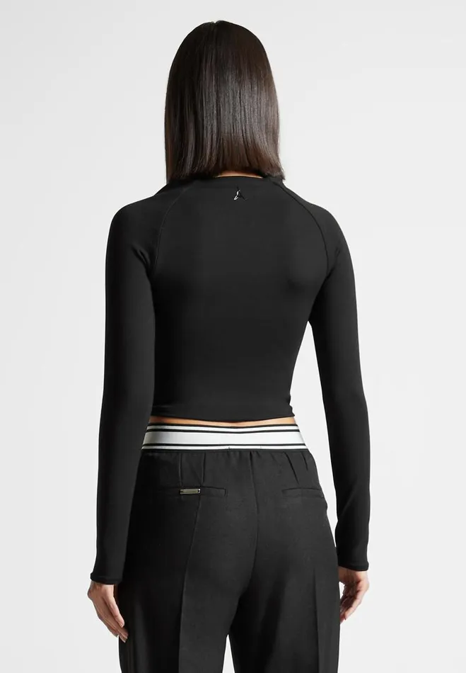Manire De Voir Matching Sets Manire De Voir Woman ternelle Long Sleeve Crop Top 8211 Black