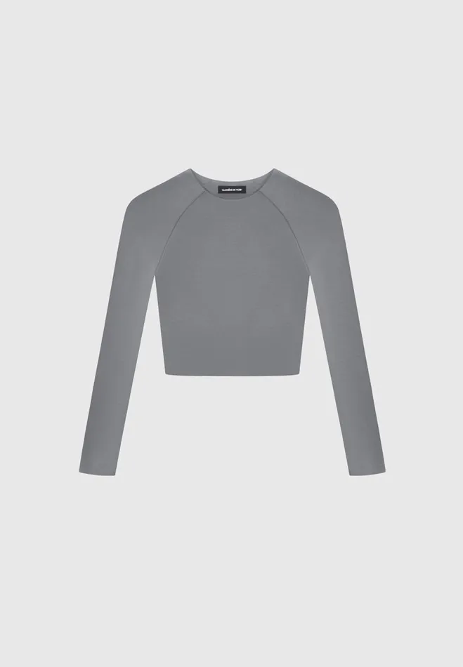 Manire De Voir Matching Sets Manire De Voir Woman ternelle Long Sleeve Crop Top 8211 Grey