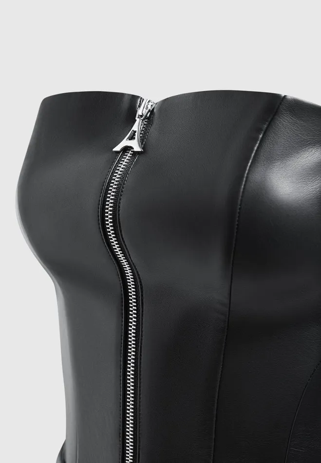 Manire De Voir Matching Sets Manire De Voir Woman Vegan Leather Longline Bandeau Top 8211 Black