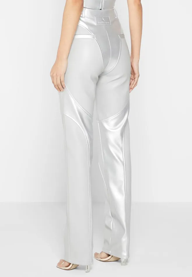 Manire De Voir Matching Sets Manire De Voir Woman Vegan Leather Metallic Trousers 8211 Silver