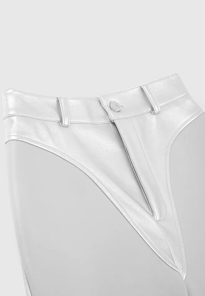 Manire De Voir Matching Sets Manire De Voir Woman Vegan Leather Metallic Trousers 8211 Silver