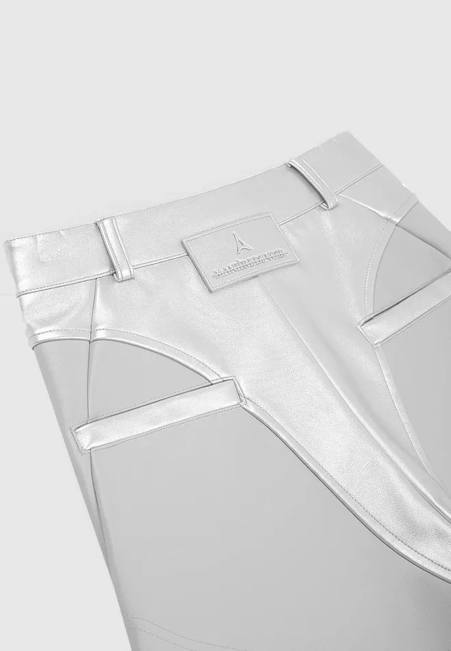 Manire De Voir Matching Sets Manire De Voir Woman Vegan Leather Metallic Trousers 8211 Silver