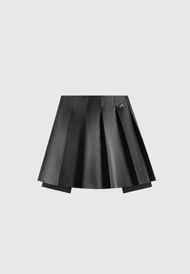 Manire De Voir Matching Sets Manire De Voir Woman Vegan Leather Pleated Skort 8211 Black