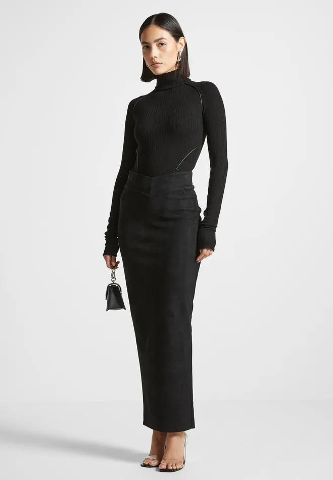 Manire De Voir Matching Sets Manire De Voir Woman Vegan Suede Midaxi Skirt 8211 Black Manire De Voir Matching Sets Manire De Voir Woman Vegan Suede Midaxi Skirt 8211 Black
