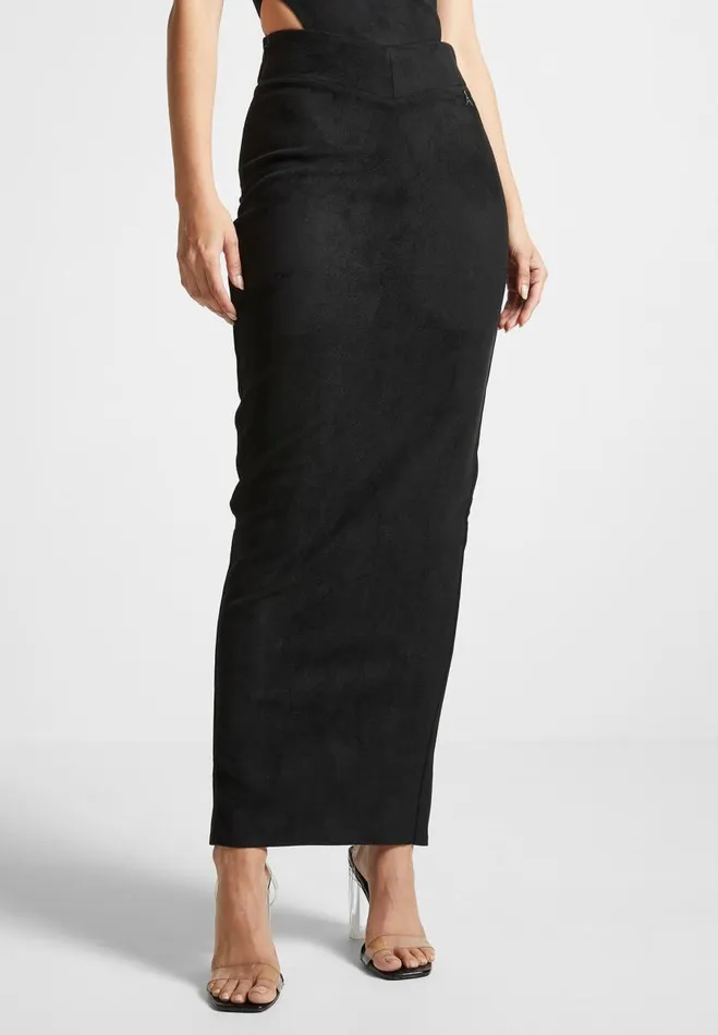Manire De Voir Matching Sets Manire De Voir Woman Vegan Suede Midaxi Skirt 8211 Black