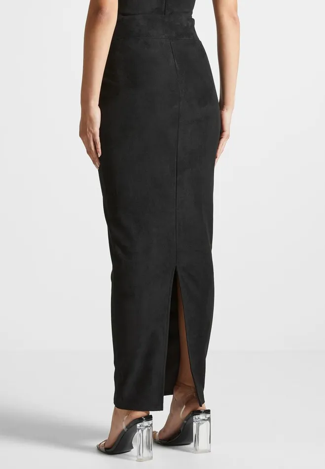 Manire De Voir Matching Sets Manire De Voir Woman Vegan Suede Midaxi Skirt 8211 Black