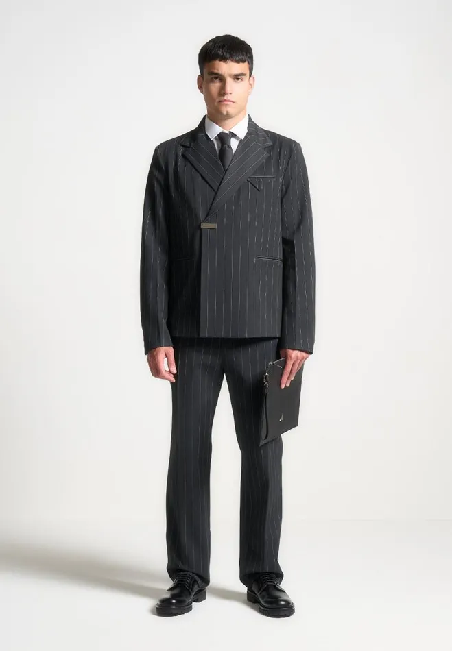 Manire De Voir Modern Tailoring Manire De Voir Man Double Breasted Pinstripe Suit Jacket 8211 Grey