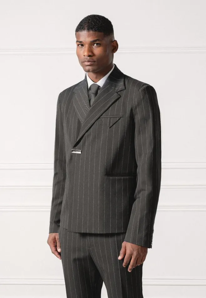 Manire De Voir Modern Tailoring Manire De Voir Man Double Breasted Pinstripe Suit Jacket 8211 Grey