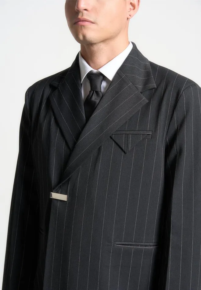 Manire De Voir Modern Tailoring Manire De Voir Man Double Breasted Pinstripe Suit Jacket 8211 Grey