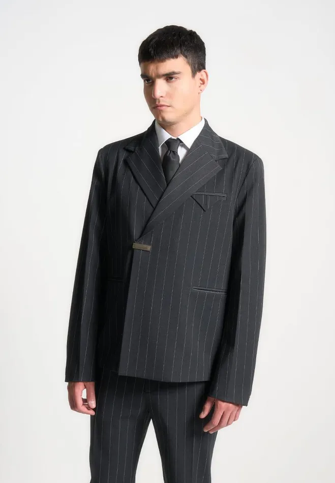 Manire De Voir Modern Tailoring Manire De Voir Man Double Breasted Pinstripe Suit Jacket 8211 Grey