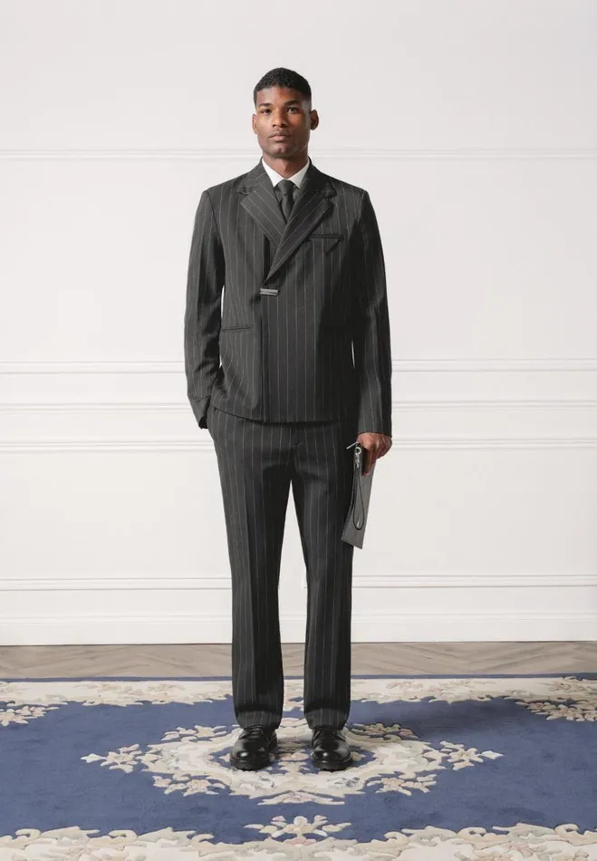 Manire De Voir Modern Tailoring Manire De Voir Man Double Breasted Pinstripe Suit Jacket 8211 Grey
