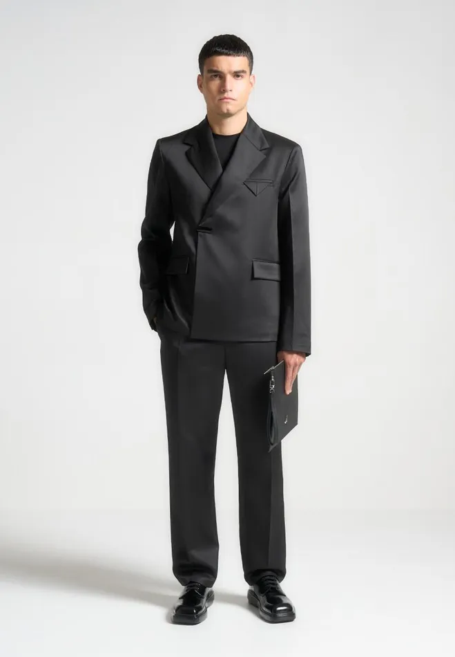 Manire De Voir Modern Tailoring Manire De Voir Man Regular Fit Satin Tailored Trousers 8211 Black