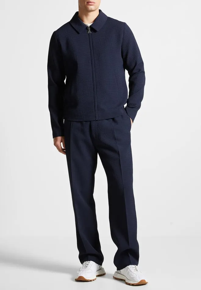 Manire De Voir Modern Tailoring Manire De Voir Man Regular Fit Waffle Seersucker Tailored Trousers 8211 Navy Manire De Voir Modern Tailoring Manire De Voir Man Regular Fit Waffle Seersucker Tailored Trousers 8211 Navy